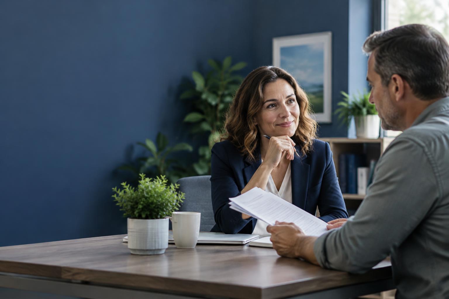 Consumer having a private debt relief consultation with a financial counselor